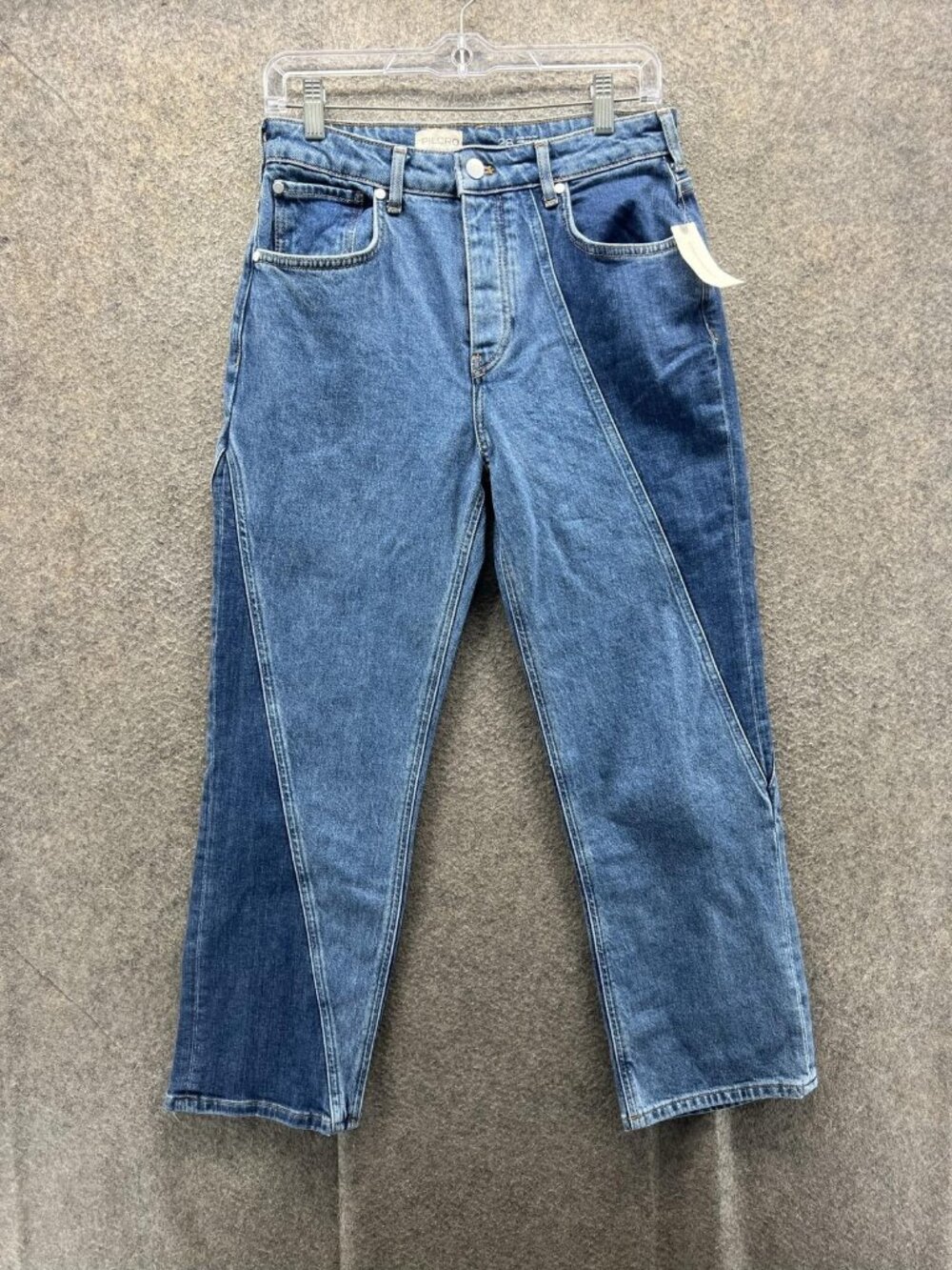 Pilcro Jeans Womens 28 Blue Medium Wash Straight Geometric Patchwork Denim Pants